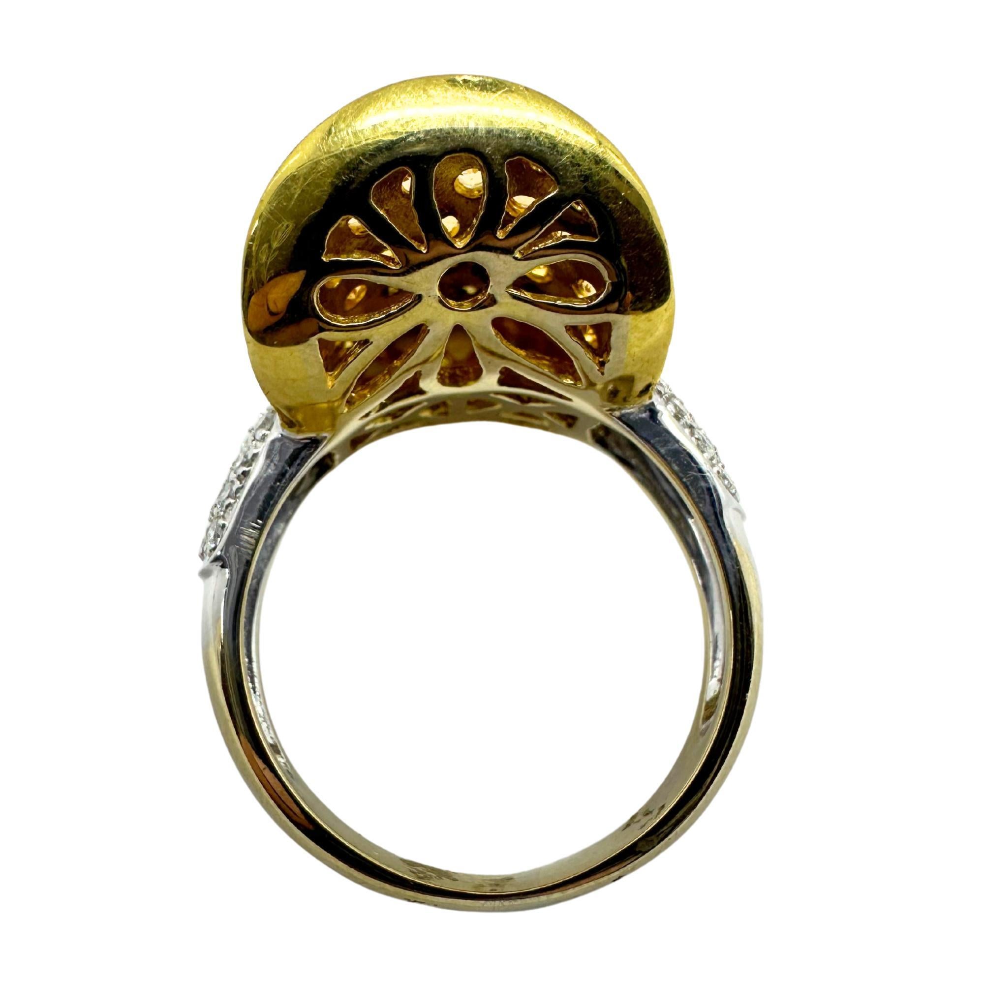 Anello cocktail con diamanti bicolore 18 carati in vendita 2