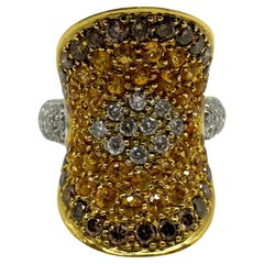 18K Two Tone MultiColor Diamond Cocktail Ring