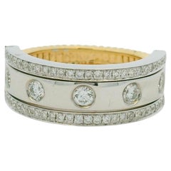 18K Two-Tone Natural Round Brilliant Cut Diamond Burnished Ring In Stock