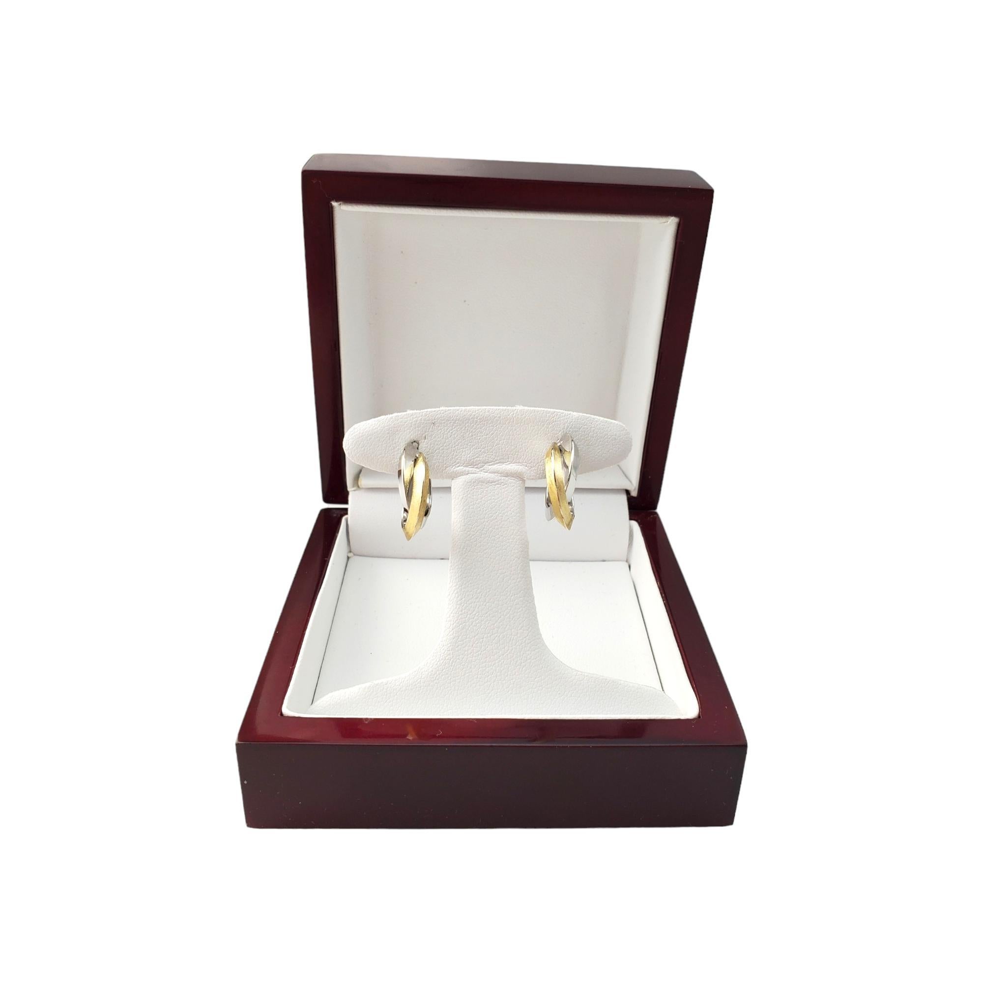 18K Two Tone Over Looping Hoop Earrings #17186 4