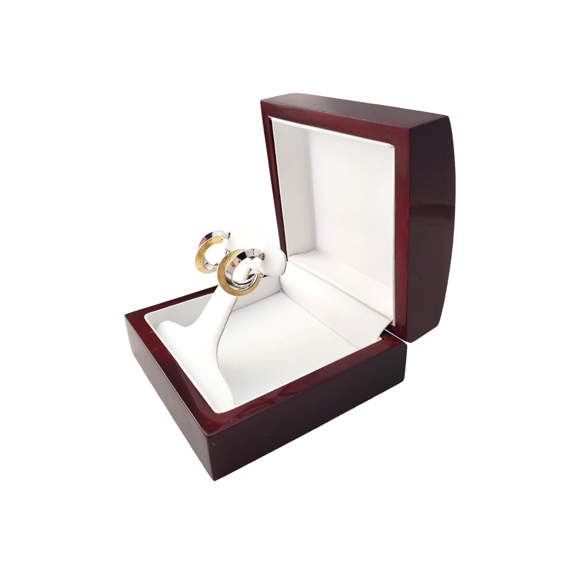 18K Two Tone Over Looping Hoop Earrings #17186 5