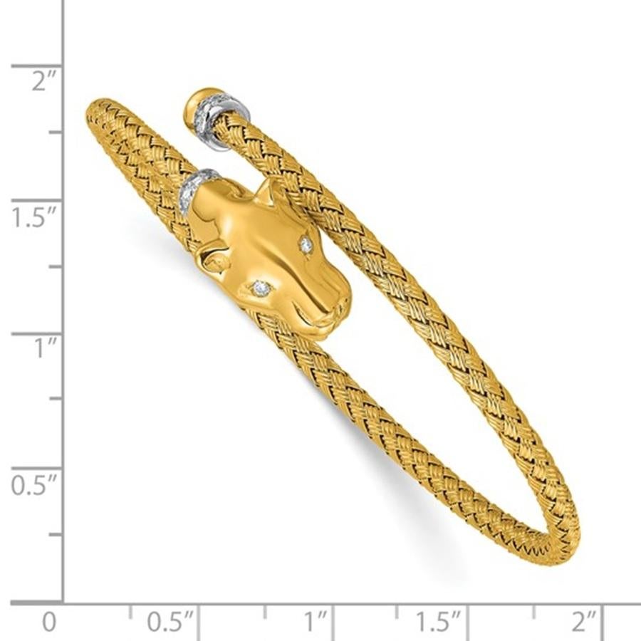 Moderne 18K deux tons  Tissé poli  Bracelet manchette panthère en diamant en vente