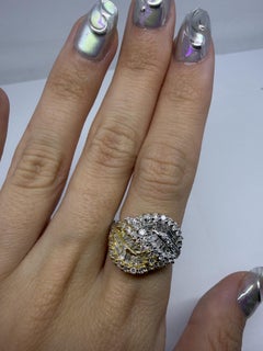 18K Two Tone Tapered Baguette Cut Diamond Ring