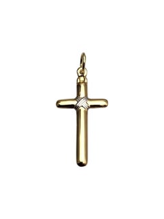 18K Two-Tone White and Yellow Gold Cross Charm #25362