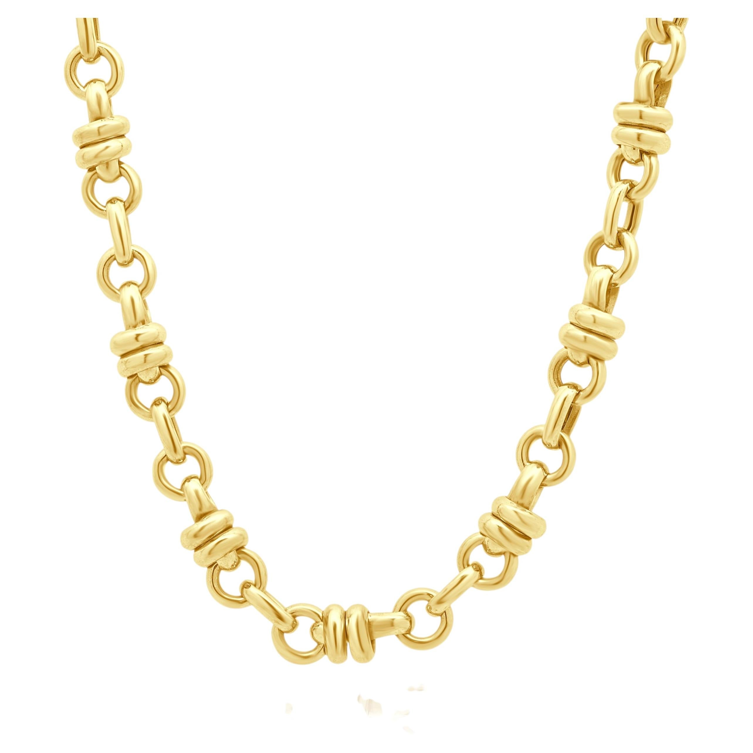 18K Two-Tone Yellow and White Gold Double Rolo Chain Necklace 18.5"