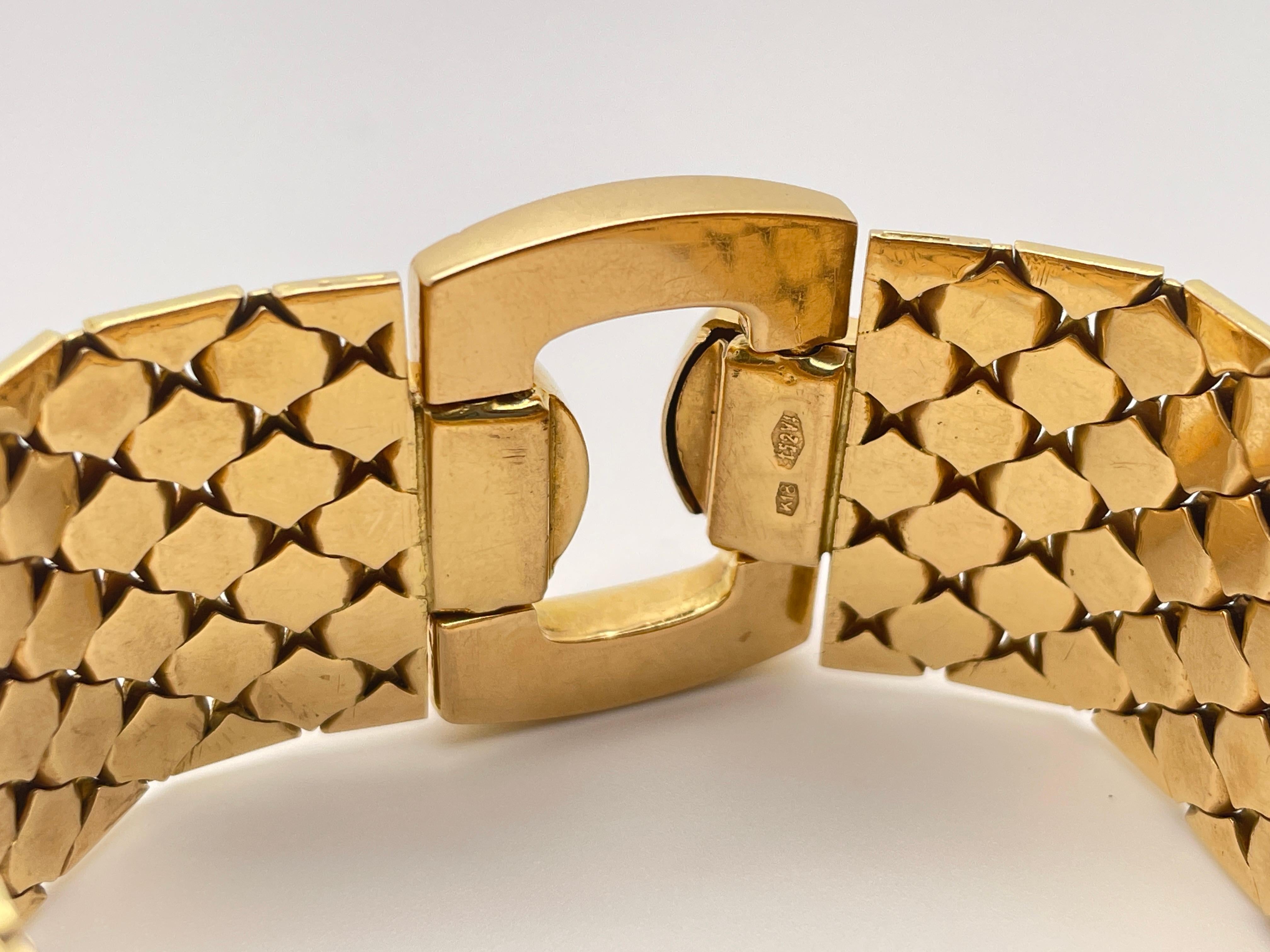 18K Two Tone Yellow White Gold Designer Textured Flexible Bracelet For Sale 11