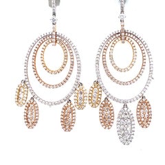 18 Karat Two-Toned 3 Carat Diamond Earrings