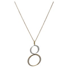 Collier à pendentif double cercle en diamant bicolore 18K .30CTW