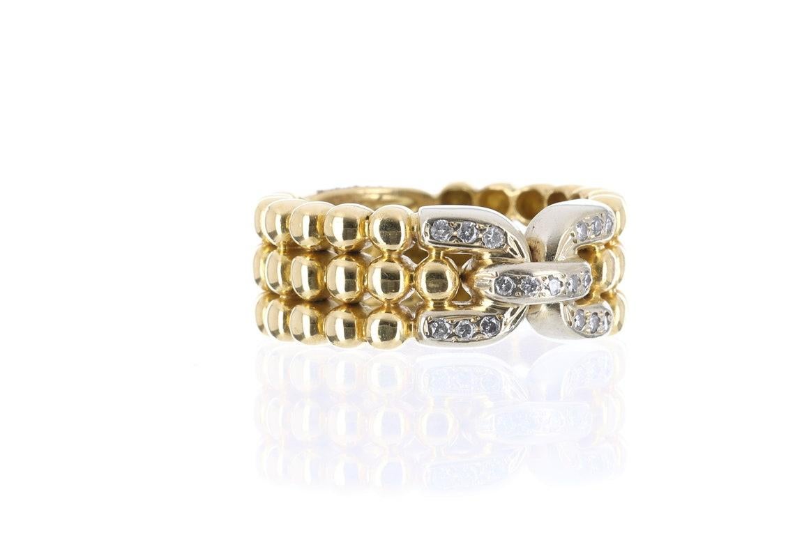 18 Karat zweifarbiger Diamant-Gürtelschnalle-Ring mit runden natürlichen Diamanten (Moderne)