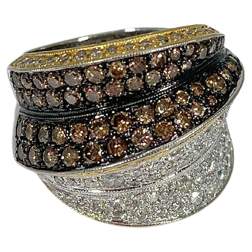 Bague cocktail en diamant bicolore 18K 