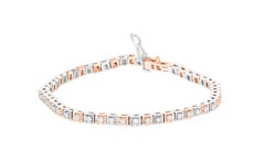 18k Two-Toned Rose & White Gold Diamond Tennis Bracelet