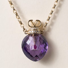18K Valentino Amethyst and Diamond Perfume Bottle Necklace