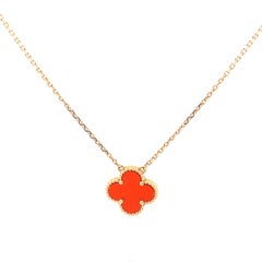 18K Van Cleef & Arpels Vintage Alhambra Carnelian Necklace