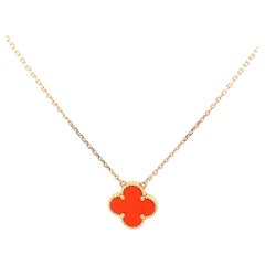 18K Van Cleef & Arpels Vintage Alhambra Carnelian Necklace