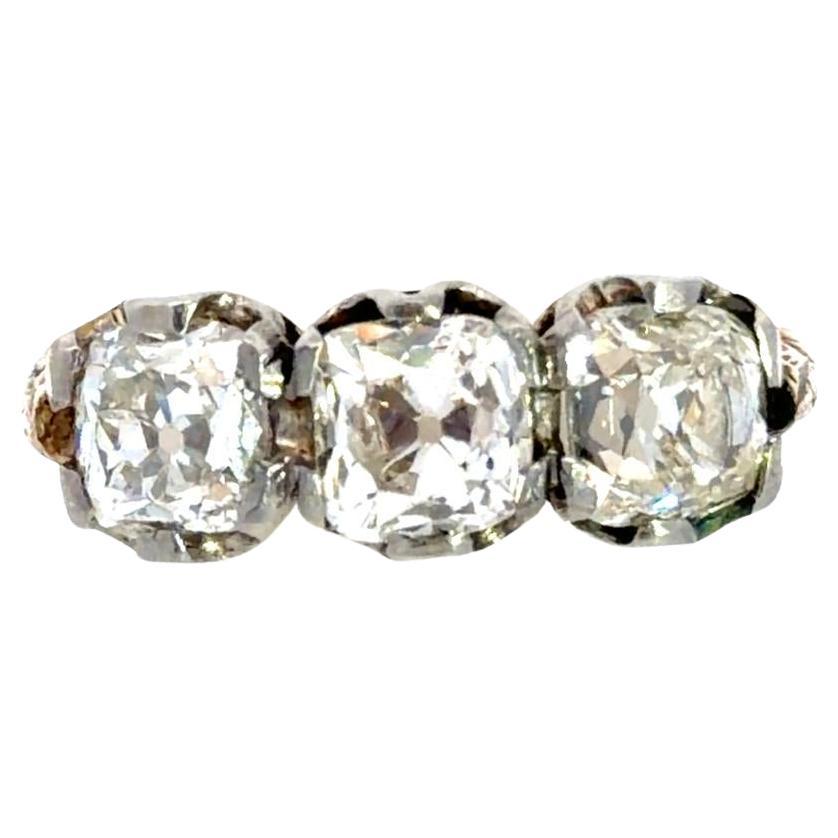 Bague Victorienne 18k 3 Diamonds Mine Ancienne