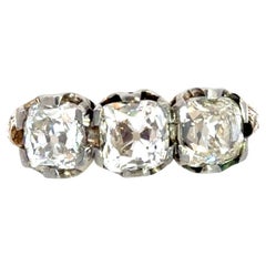Anillo Victoriano de 3 Diamantes Mina Vieja 18k