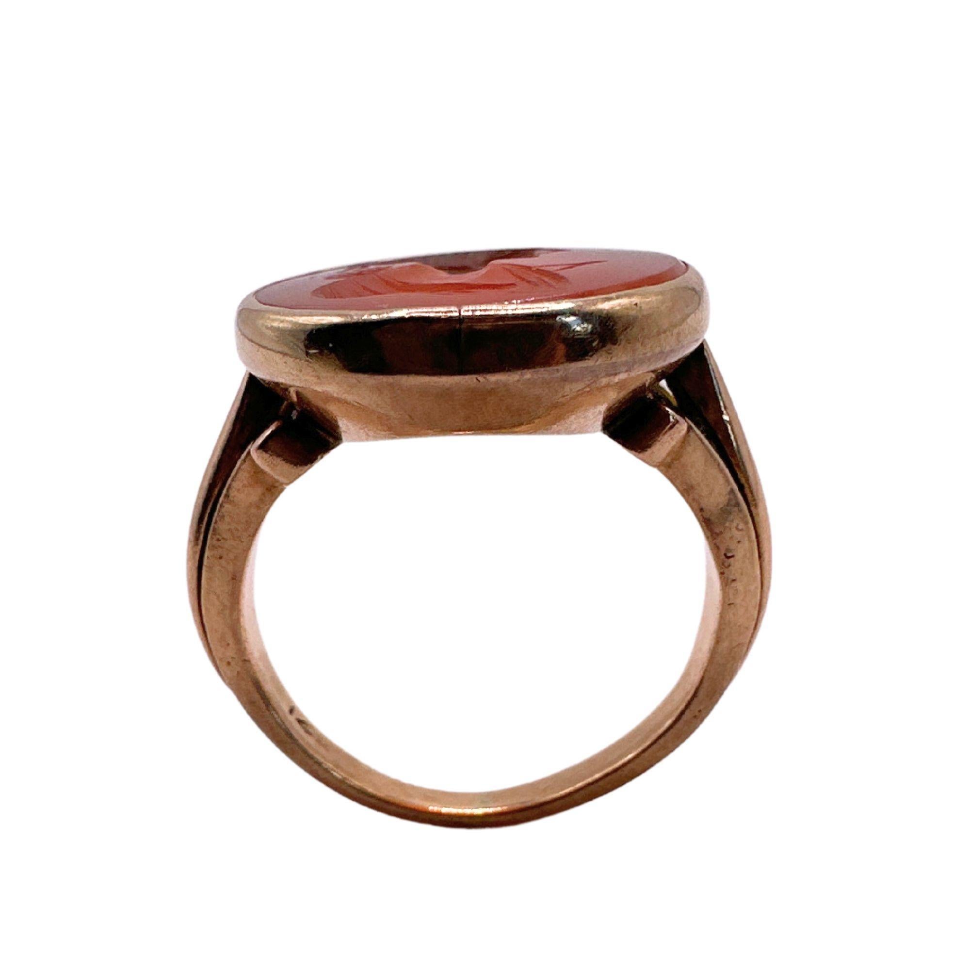 18k Victorian Carved Carnelian Ring 2