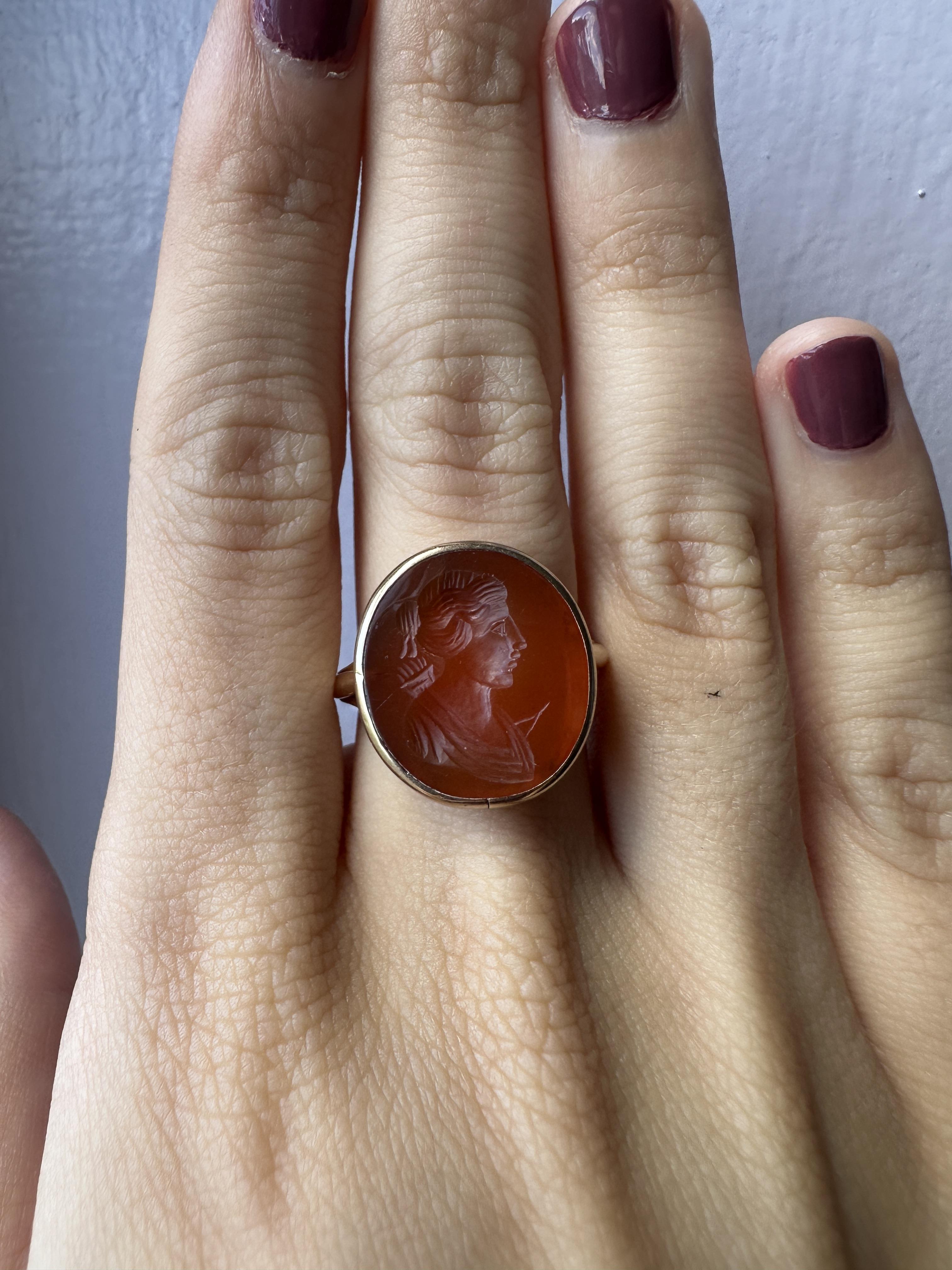 18k Victorian Carved Carnelian Ring 4