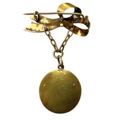 18k Victorian Diamond and Painted Enamel Pin