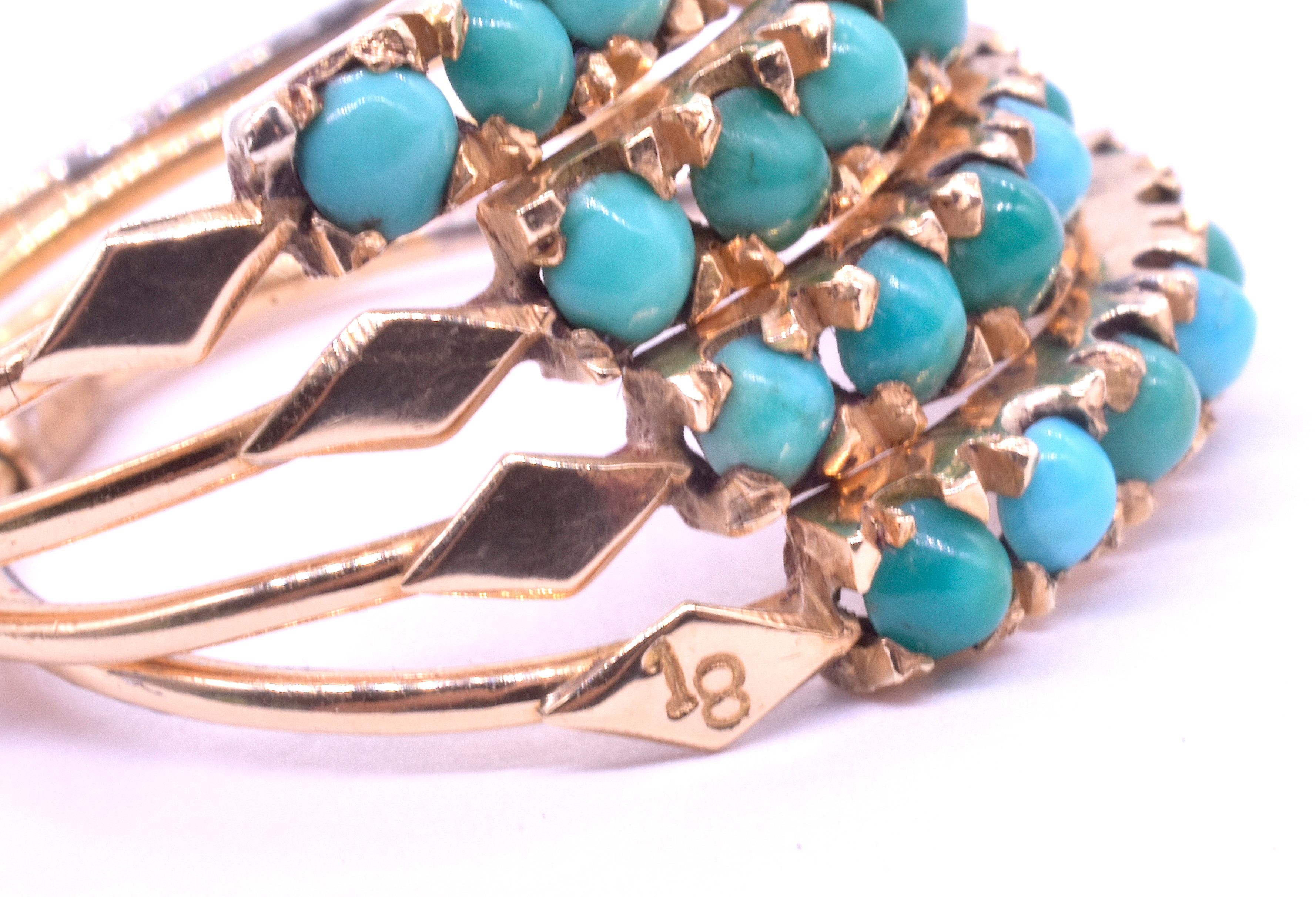 18K Victorian Four Band Turquoise Harem Ring  1