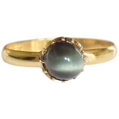 18K Victorian Gold Crysoberyl Cat`s Eye Ring
