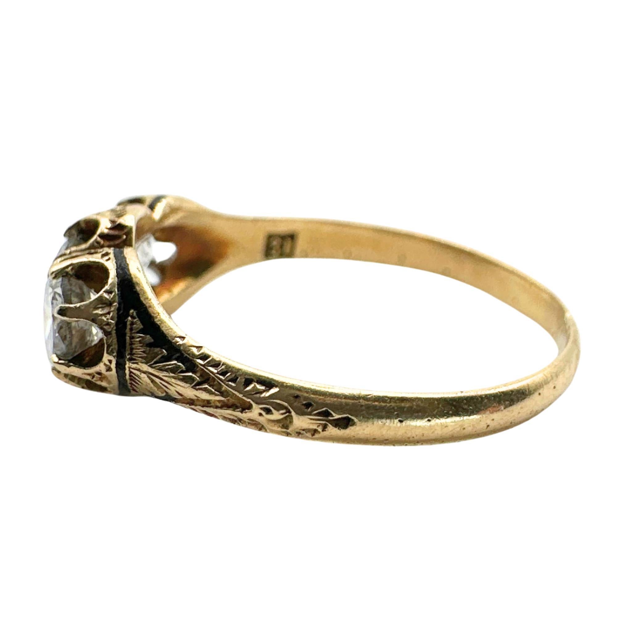 18k Victorian Three Stone Diamond Engagement Ring 1