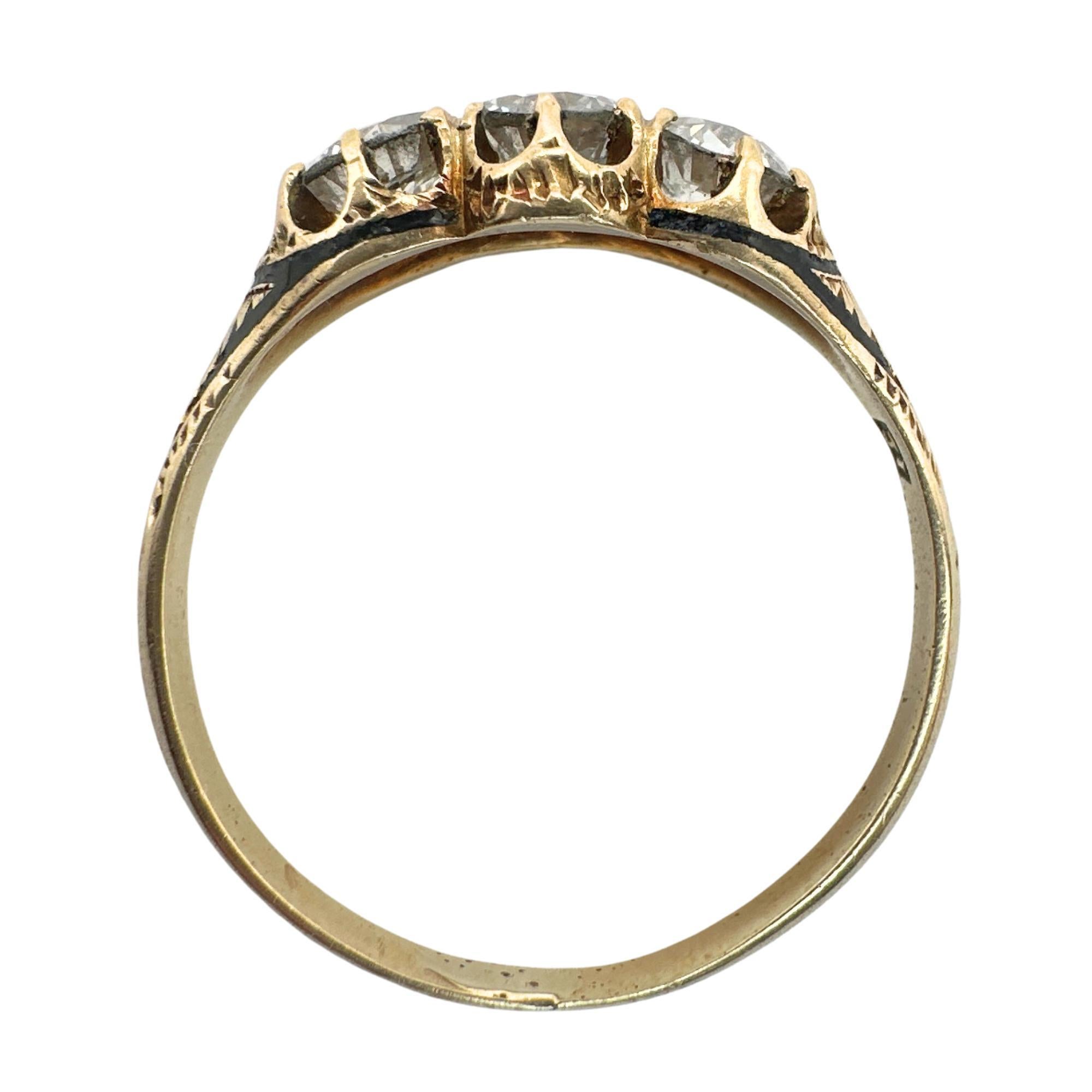 18k Victorian Three Stone Diamond Engagement Ring 2