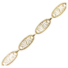 18k Retro filigree bracelet - Solid Gold tennis bracelet - short sautoir