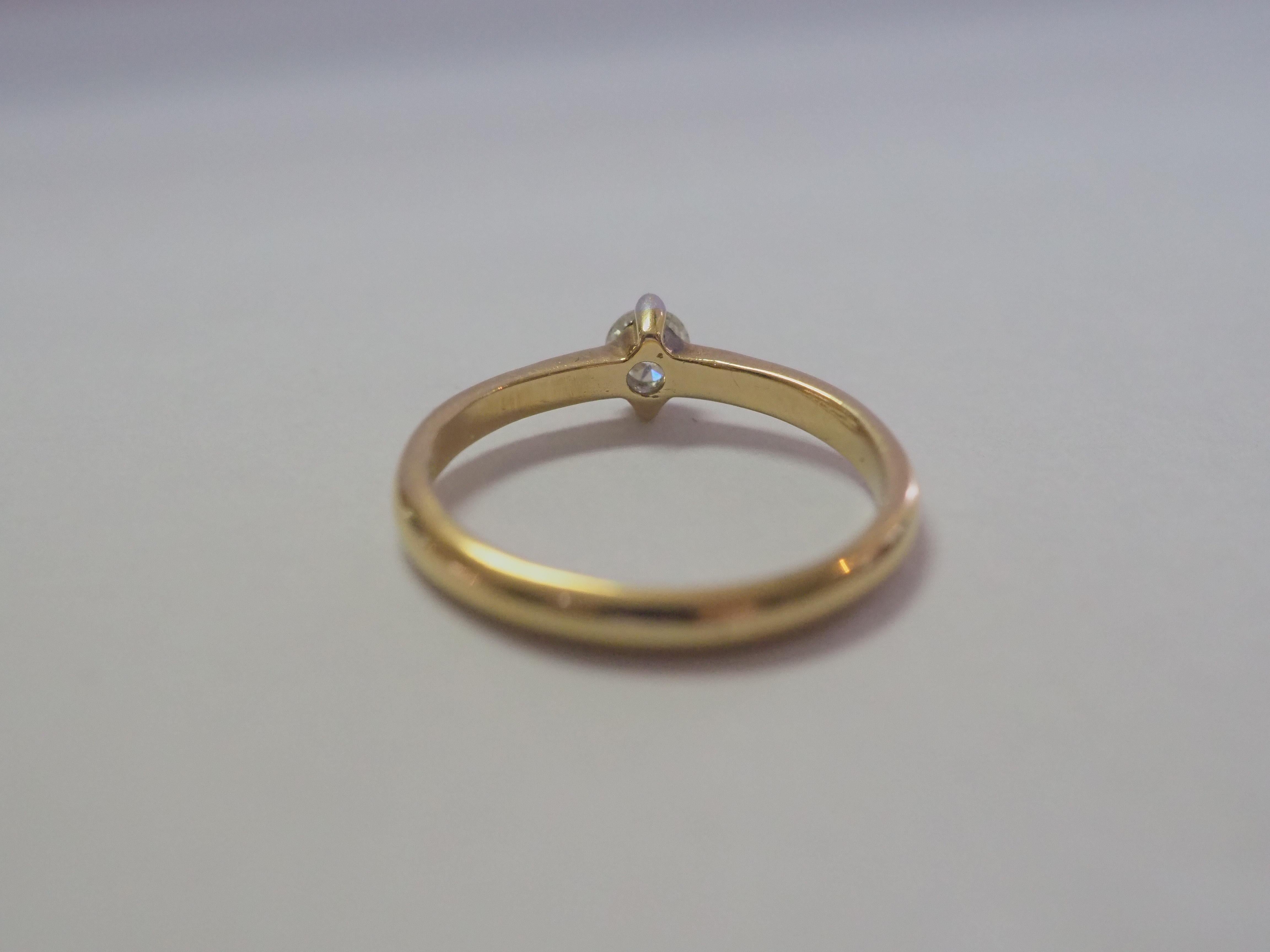 18k Vintage Gold 0,20ct Gute Qualität Brillant Diamant Solitär Ring Damen im Angebot