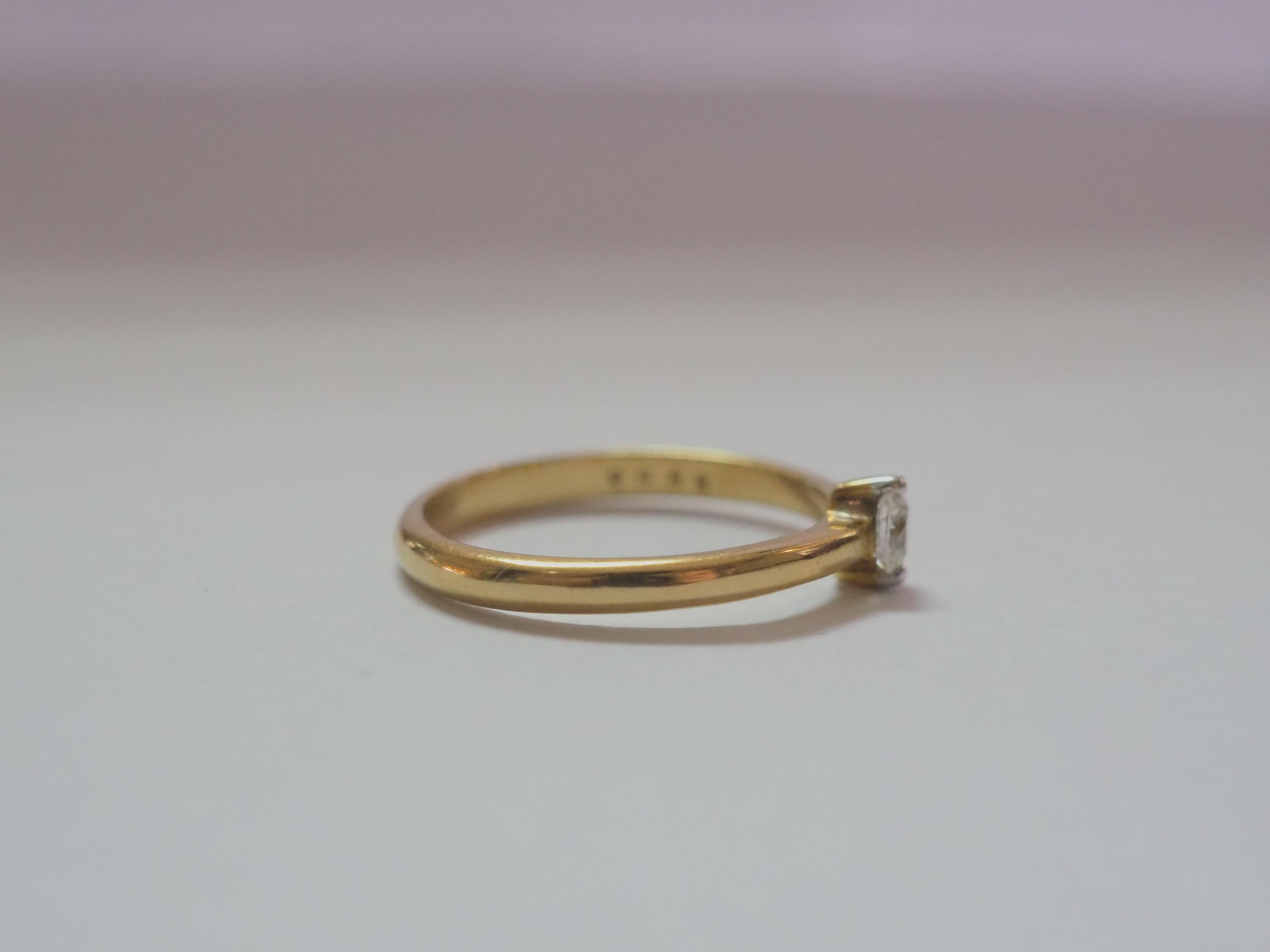 18k Vintage Gold 0,20ct Gute Qualität Brillant Diamant Solitär Ring im Angebot 1