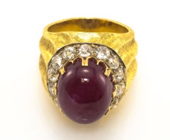 18 Karat Vintage Mario Buccellati Ruby and Diamond Ring Yellow Gold