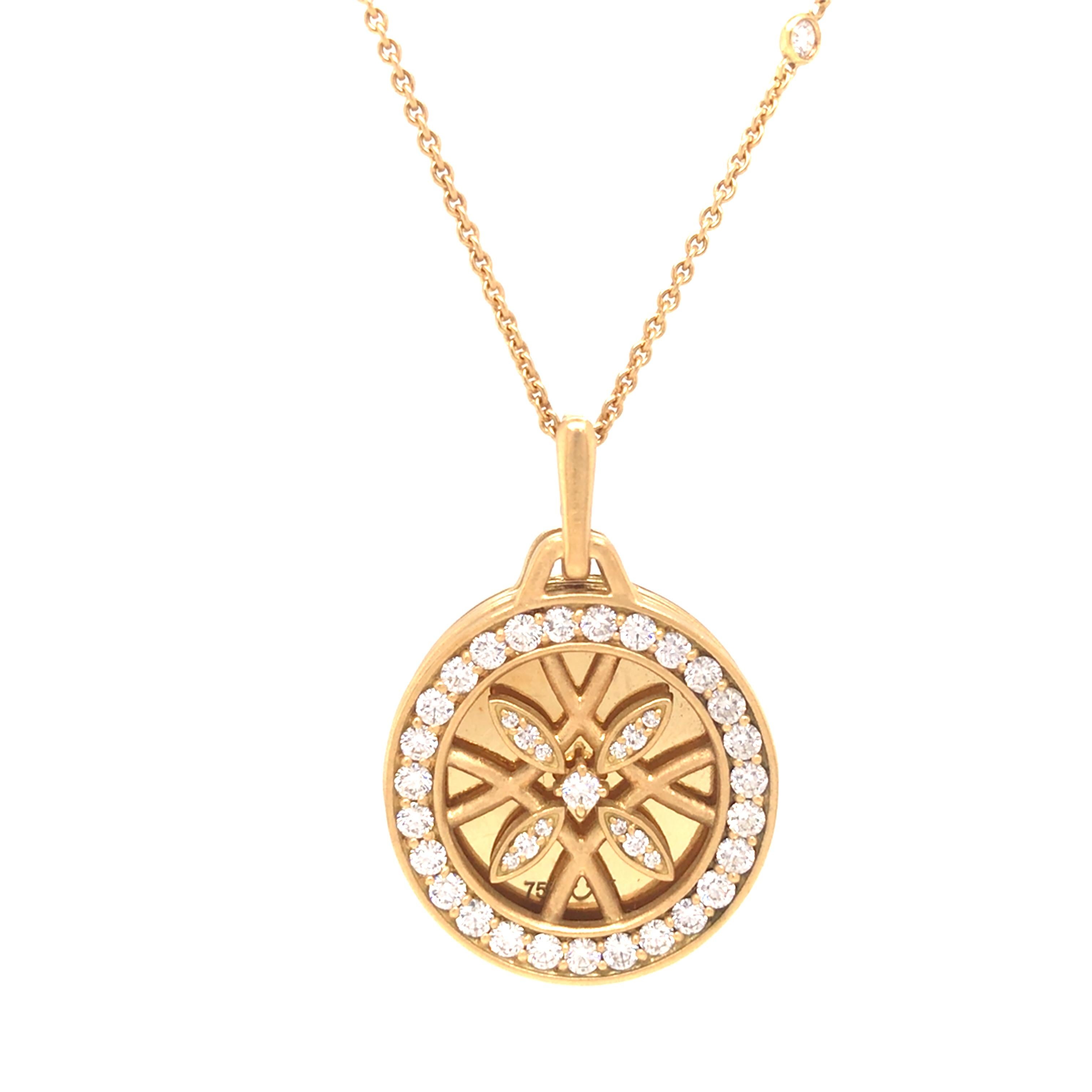 Round Cut 18K Vintage Stackable Diamond Locket Pendant Station Necklace Yellow Gold