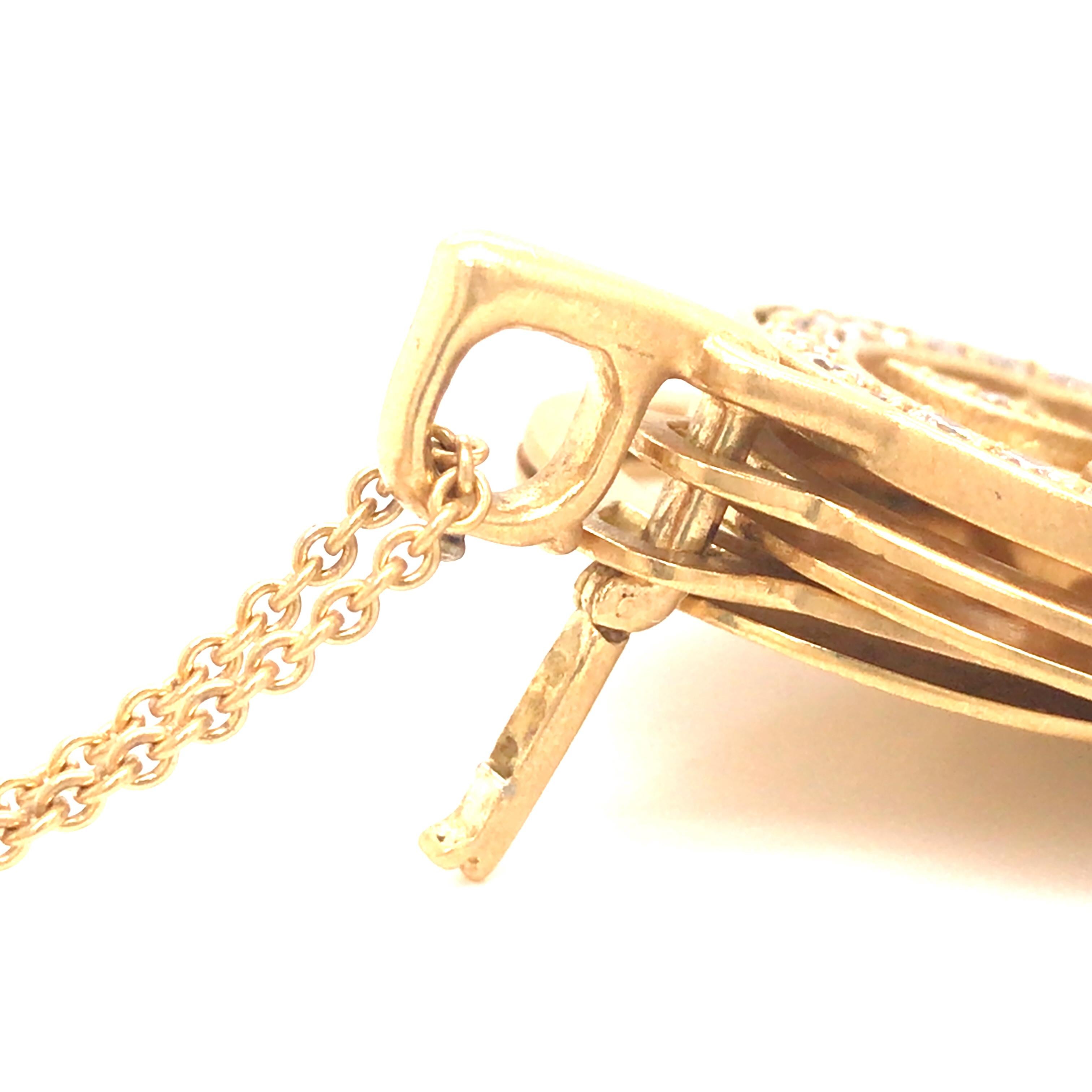 18K Vintage Stackable Diamond Locket Pendant Station Necklace Yellow Gold 4