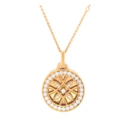 18K Vintage Stackable Diamond Locket Pendant Station Necklace Yellow Gold