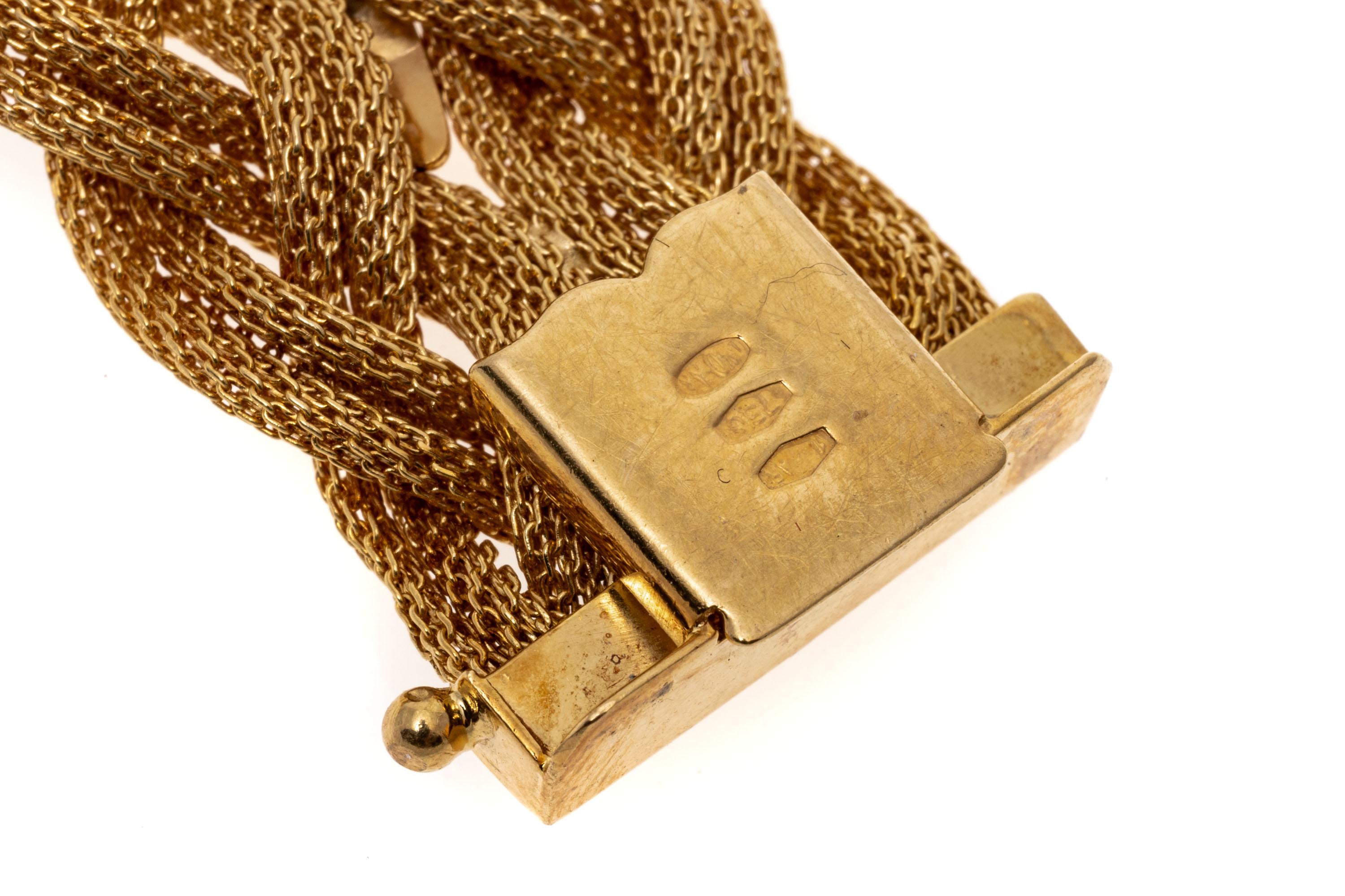 Bracelet vintage en maille tressée à deux rangées et en forme de goutte de pluie 18 carats Pour femmes en vente