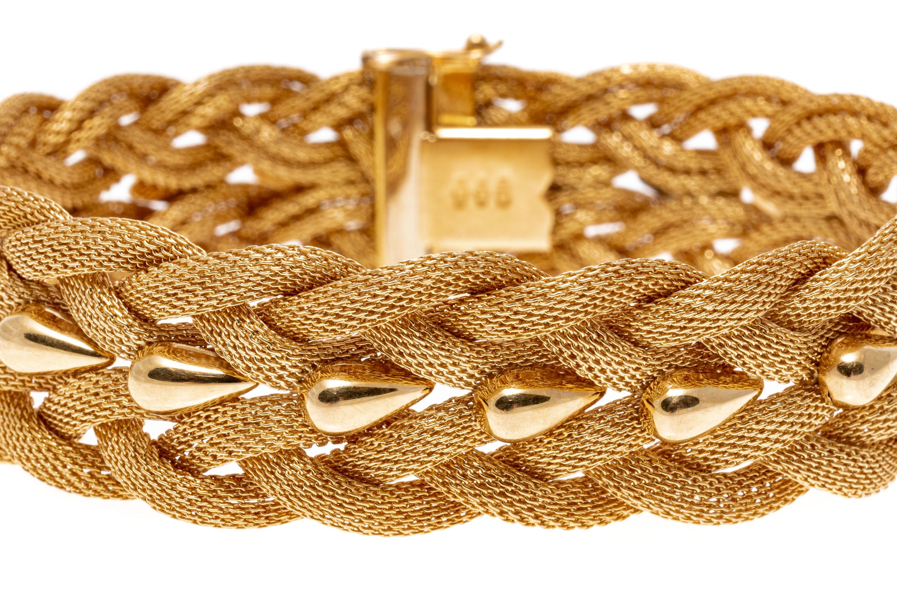 Bracelet vintage en maille tressée à deux rangées et en forme de goutte de pluie 18 carats en vente 1