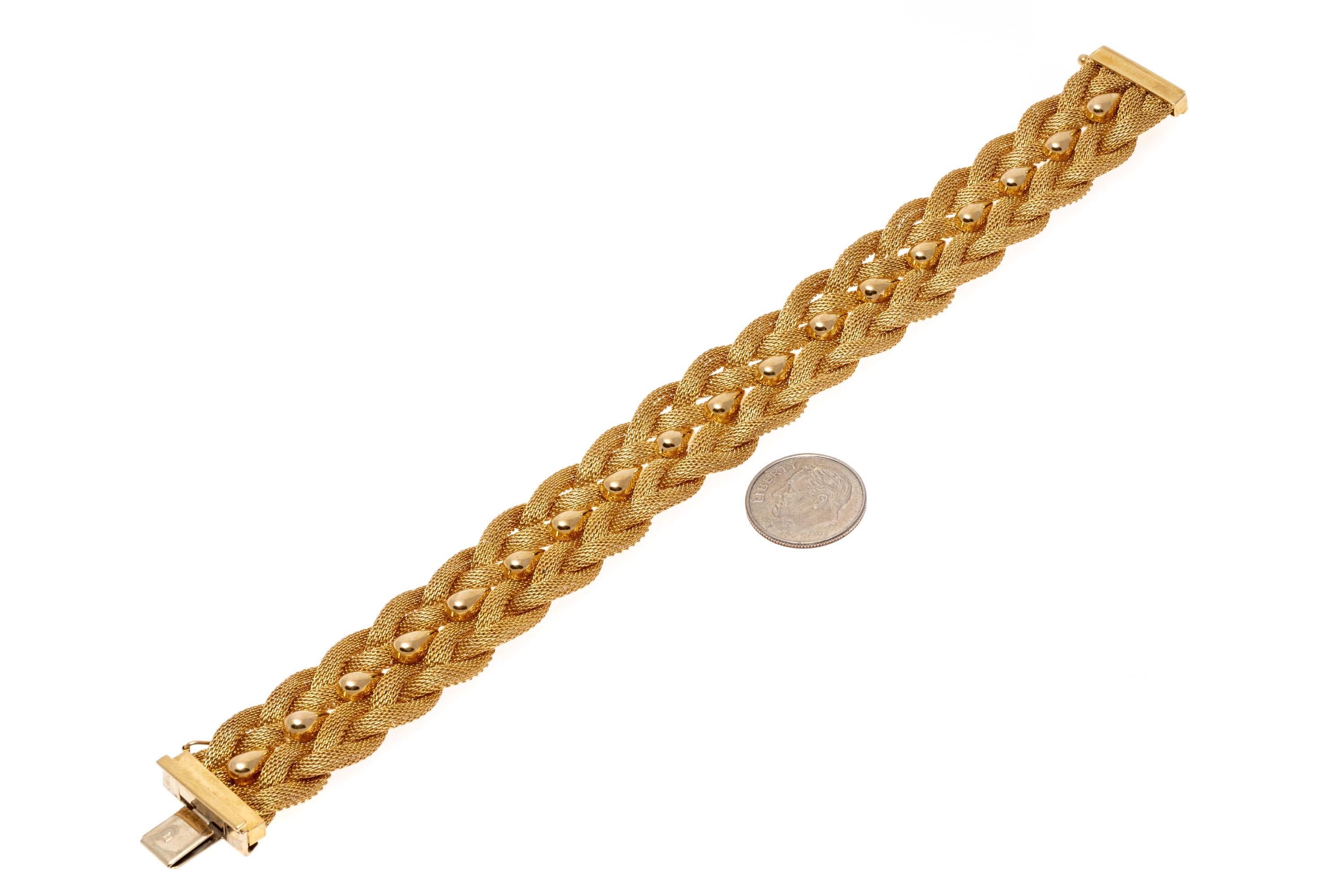 Bracelet vintage en maille tressée à deux rangées et en forme de goutte de pluie 18 carats en vente 4