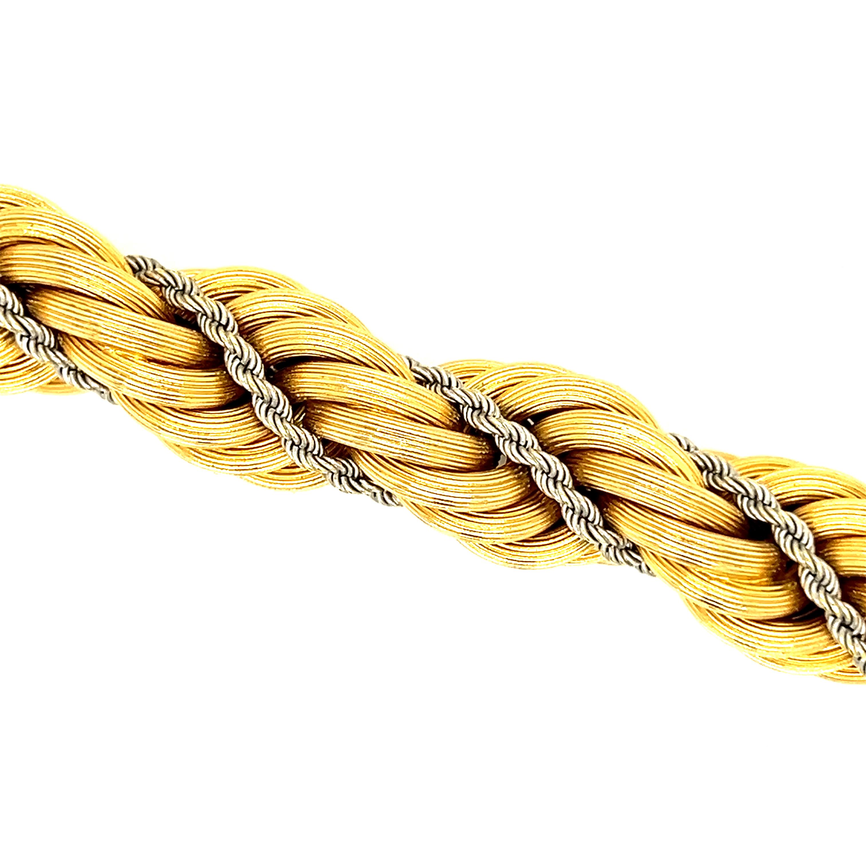 18K Vintage Two-Tone Solid Rope Chain 16