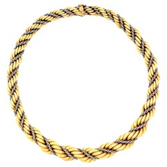 18K Vintage Two-Tone Solid Rope Chain 16"