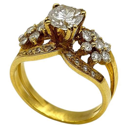 bague en or jaune vintage 18k avec diamant
