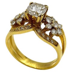 bague en or jaune vintage 18k avec diamant
