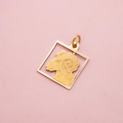 18K Vintage zodiac charm - Aries - 18 karat solid yellow gold Star sign
