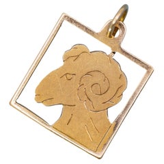 18K Vintage zodiac charm - Aries - 18 karat solid yellow gold Star sign