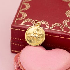 18K Vintage zodiac charm - Sagittarius - 18 karat solid yellow gold Star sign
