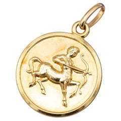 18K Vintage zodiac charm - Sagittarius - 18 karat solid yellow gold Star sign