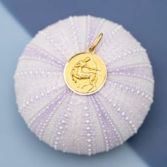 18K Vintage zodiac pendant - Sagittarius - 18 karat solid yellow gold Star sign