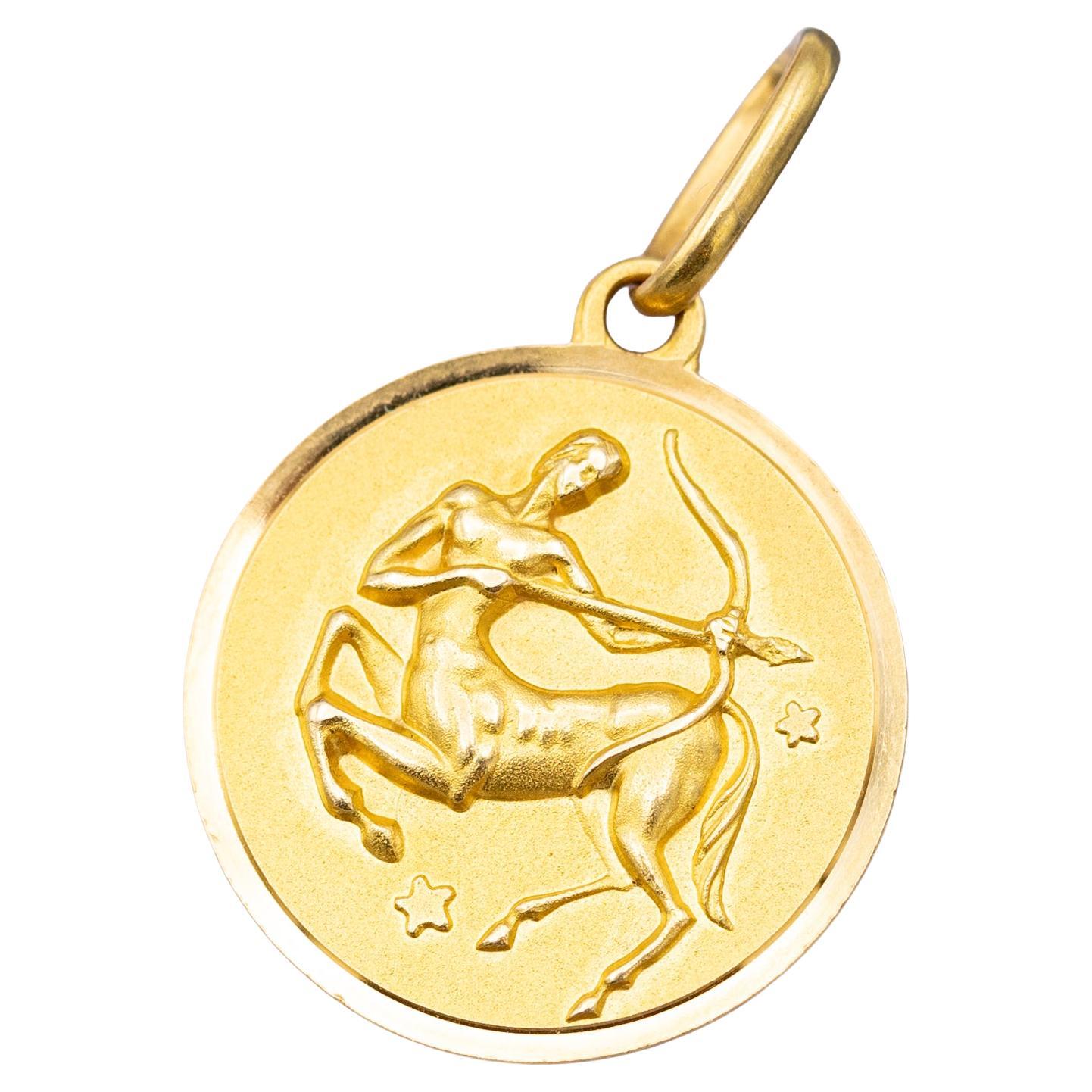 18K Vintage zodiac pendant - Sagittarius - 18 karat solid yellow gold Star sign