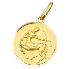 18K Vintage zodiac pendant - Sagittarius - 18 karat solid yellow gold Star sign