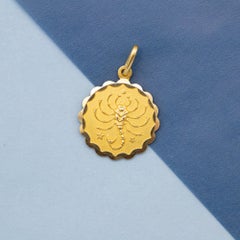 18K Vintage zodiac pendant - Scorpio - 18 karat solid yellow gold Star sign