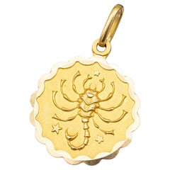 18K Vintage zodiac pendant - Scorpio - 18 karat solid yellow gold Star sign